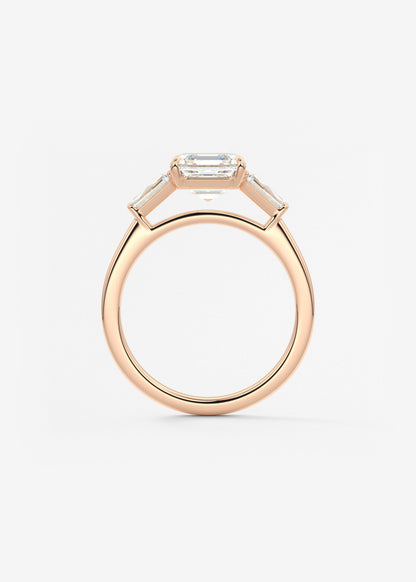 Asscher Three Stone Lab Grown Diamond Engagement Ring