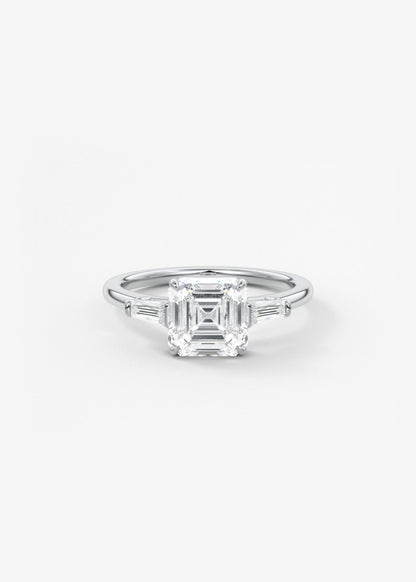 Asscher Three Stone Lab Grown Diamond Engagement Ring