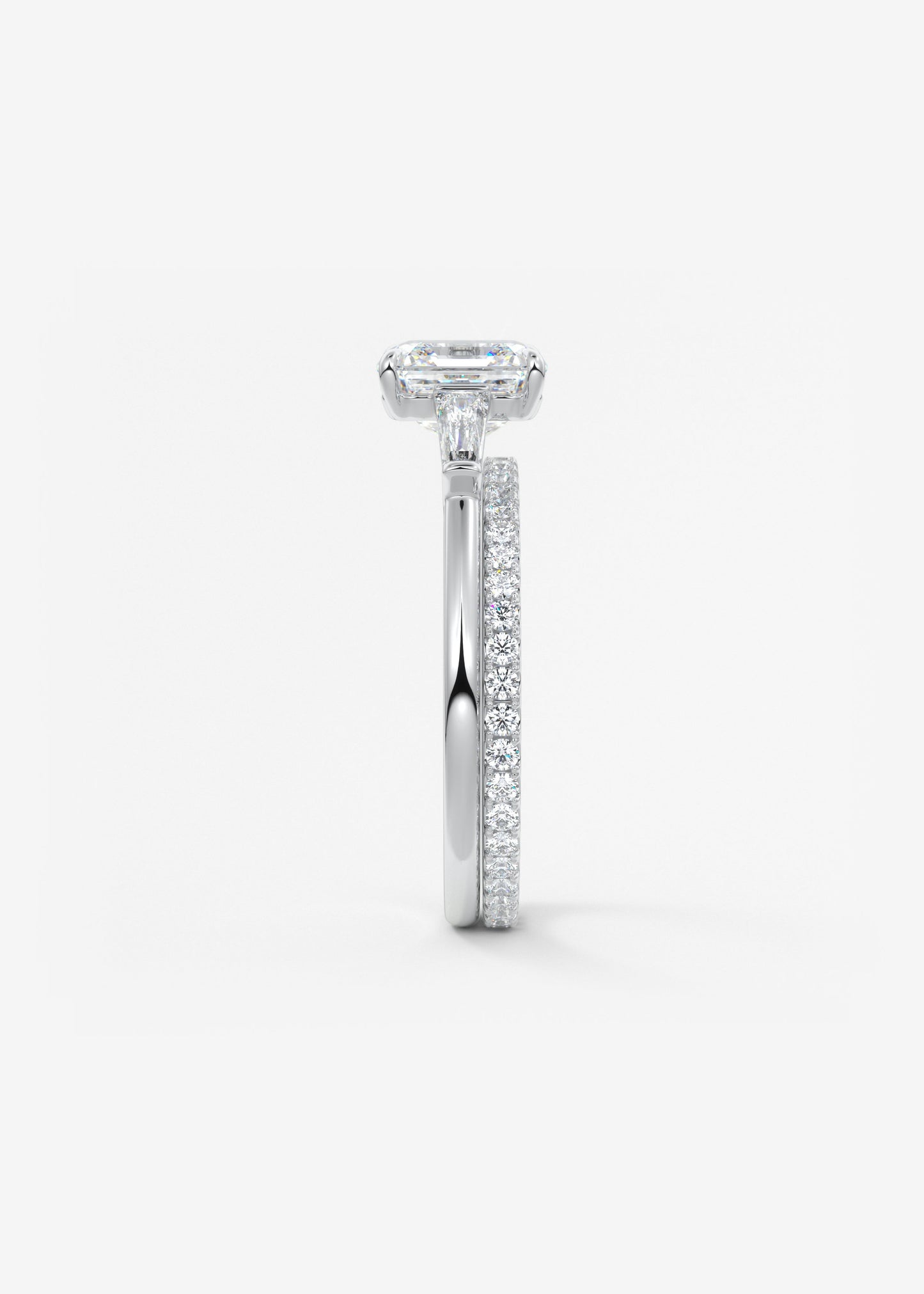 Asscher Three Stone Lab Grown Diamond Engagement Ring