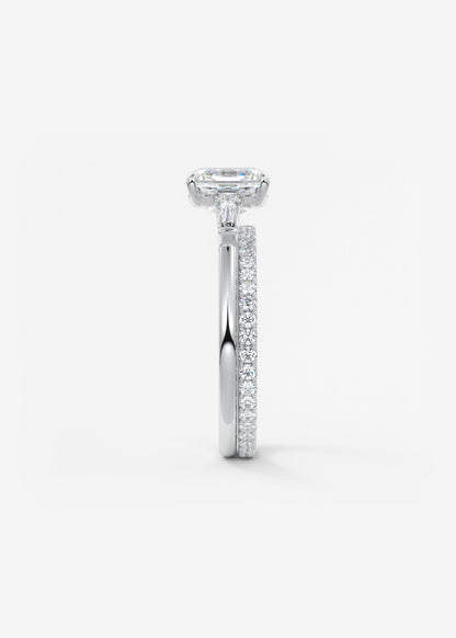 Asscher Three Stone Lab Grown Diamond Engagement Ring