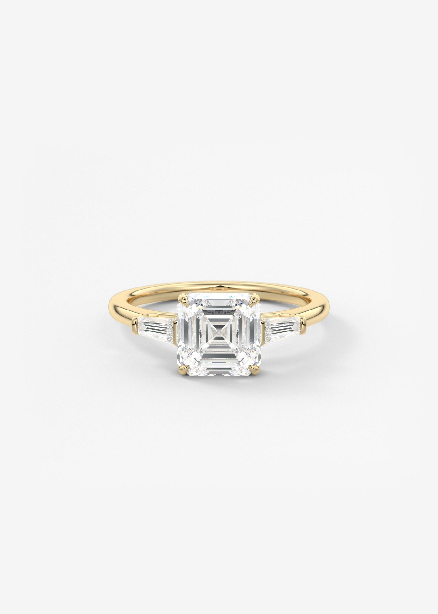 Asscher Three Stone Lab Grown Diamond Engagement Ring