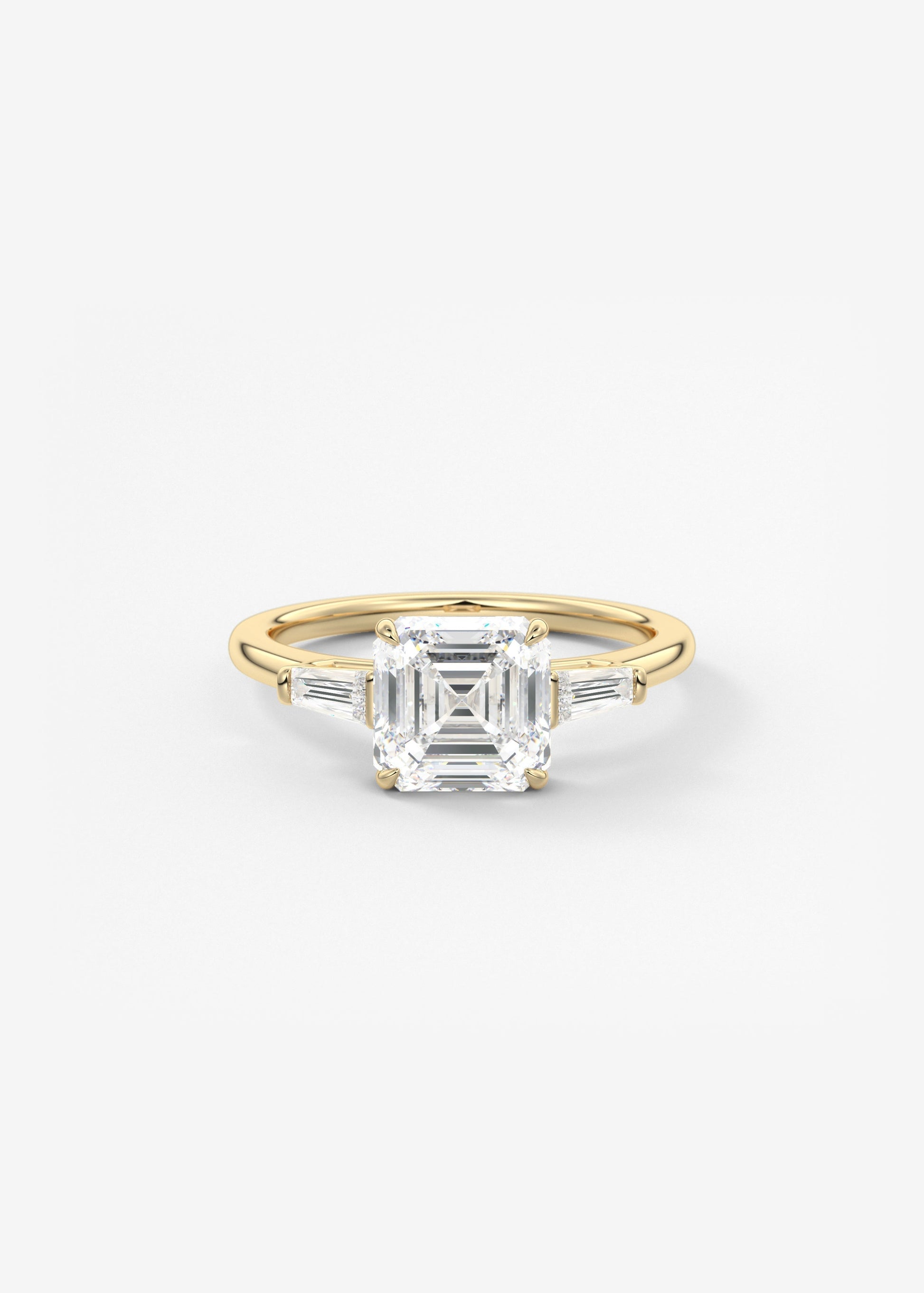 Asscher Three Stone Lab Grown Diamond Engagement Ring