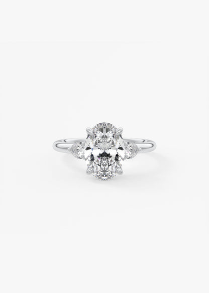 Oval Three Stone Lab Grown Diamond Engagement Ring