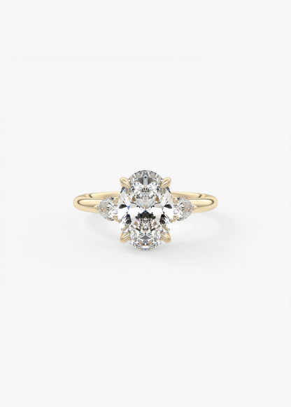 Oval Three Stone Lab Grown Diamond Engagement Ring