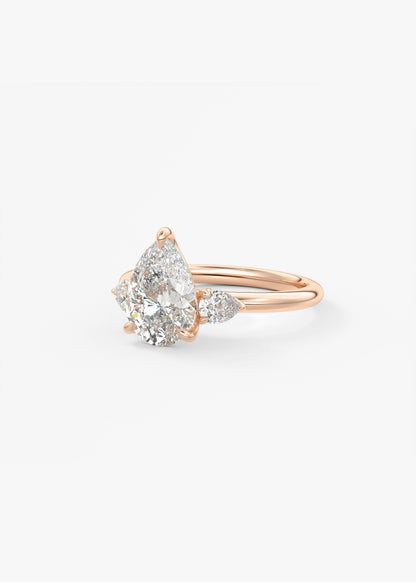 Pear Three Stone Lab Grown Diamond Engagement Ring