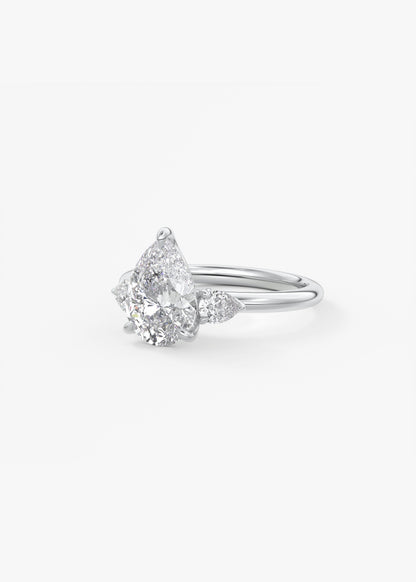 Pear Three Stone Lab Grown Diamond Engagement Ring