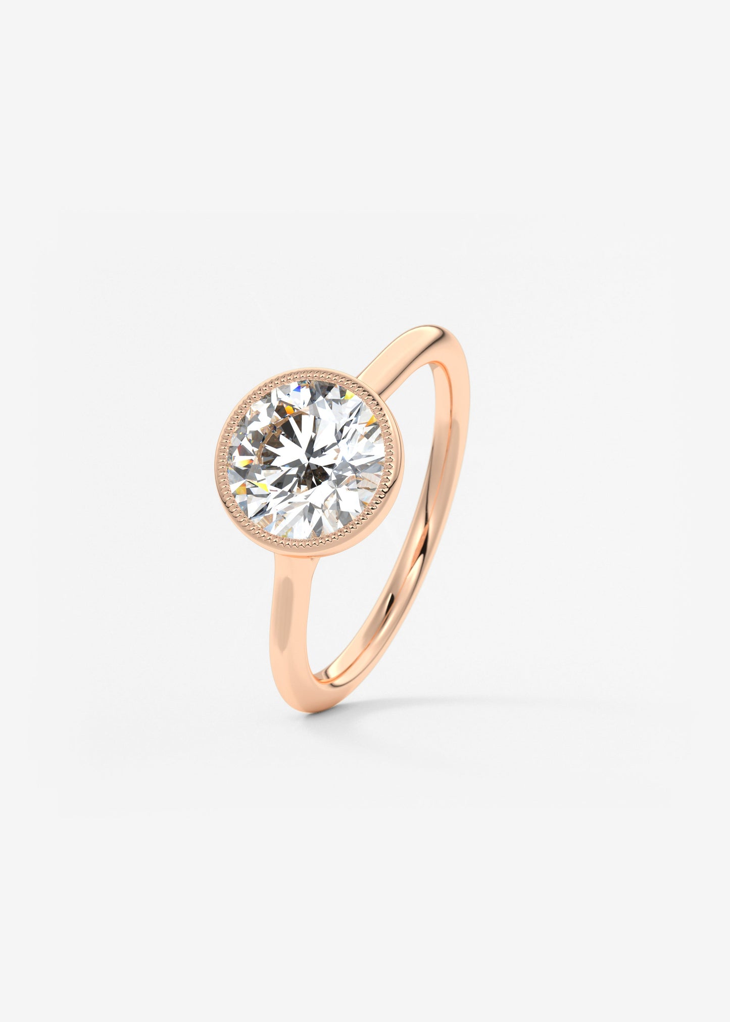 Round Milgrain Bezel Lab Grown Diamond Engagement Ring