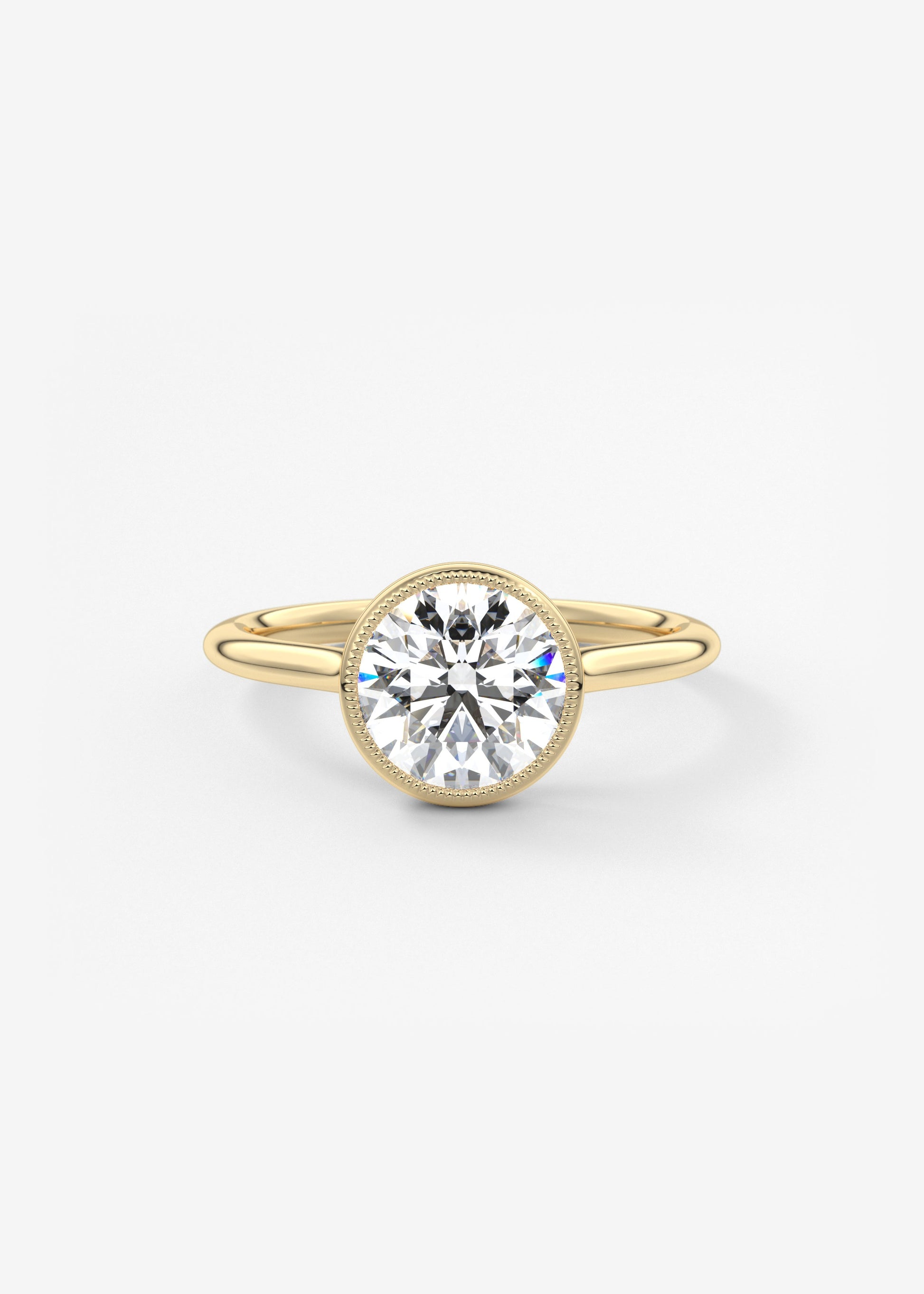 Round Milgrain Bezel Lab Grown Diamond Engagement Ring