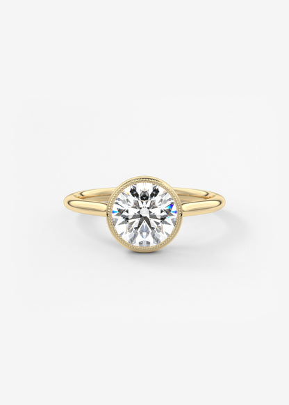 Round Milgrain Bezel Lab Grown Diamond Engagement Ring