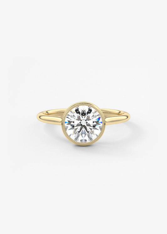 Round Milgrain Bezel Lab Grown Diamond Engagement Ring