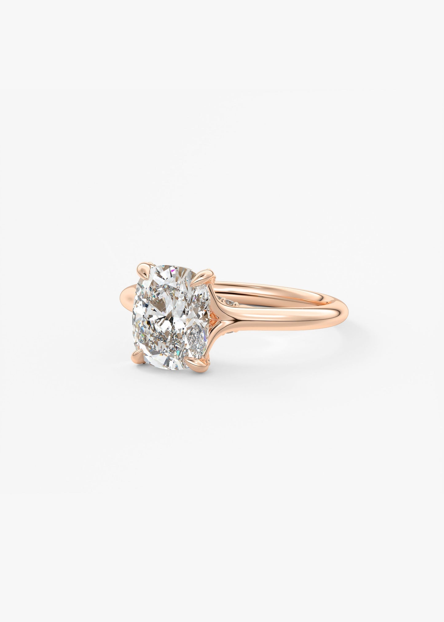 Elongated Cushion Hidden Halo Lab Grown Diamond Engagement Ring