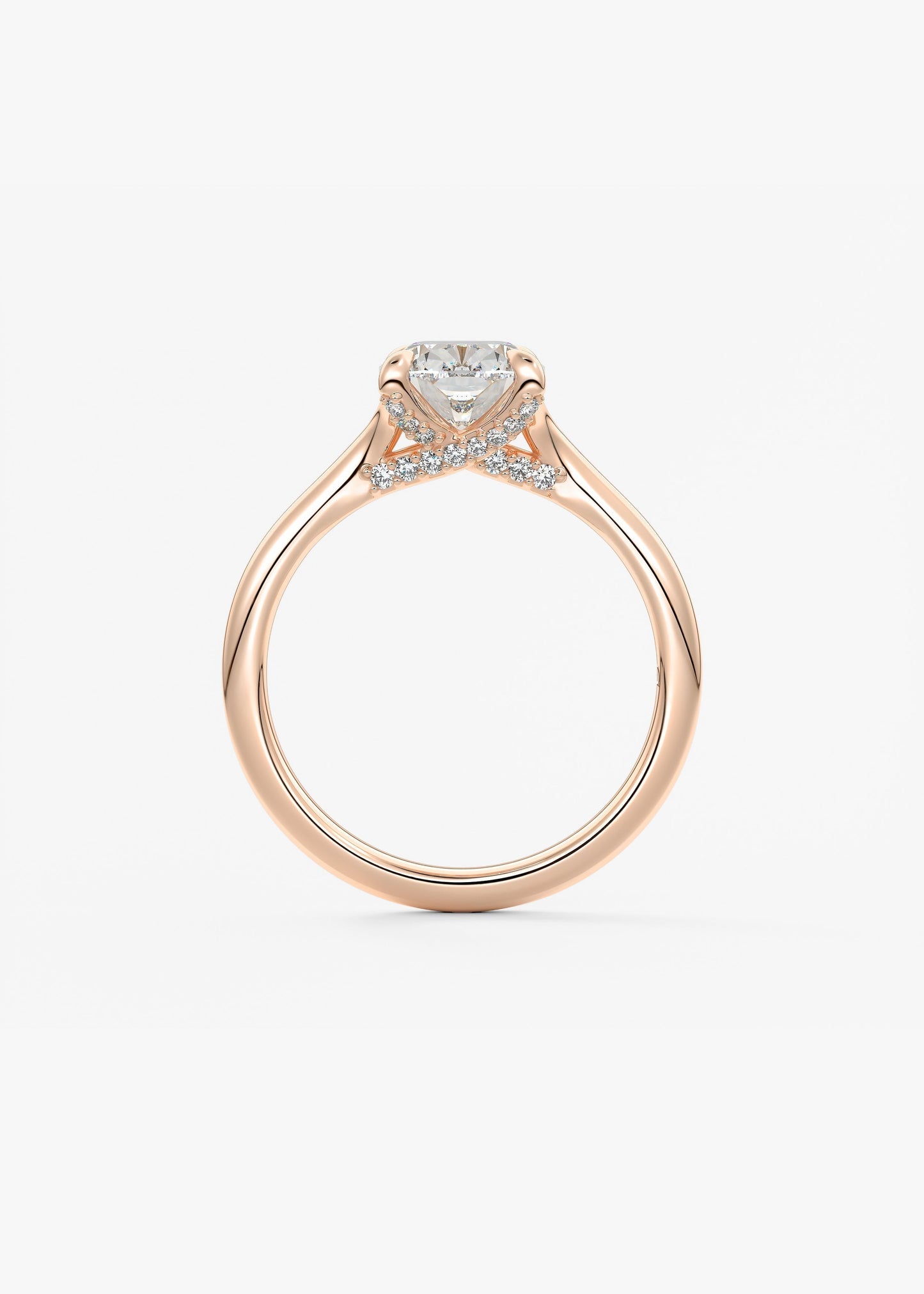 Elongated Cushion Hidden Halo Lab Grown Diamond Engagement Ring