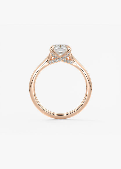 Elongated Cushion Hidden Halo Lab Grown Diamond Engagement Ring