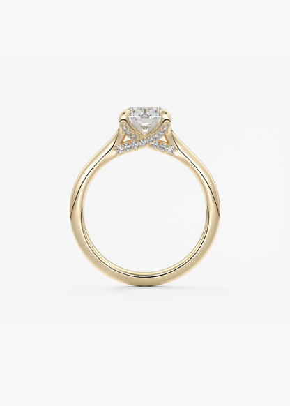Elongated Cushion Hidden Halo Lab Grown Diamond Engagement Ring