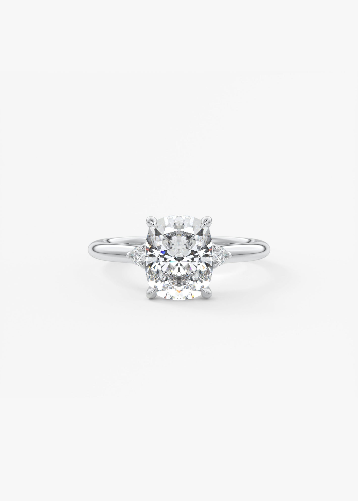Elongated Cushion Three Stone Lab Grown Diamond Engagement Ring