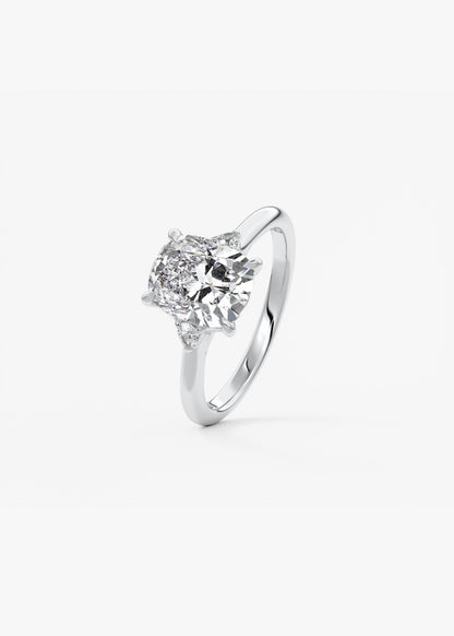 Elongated Cushion Three Stone Lab Grown Diamond Engagement Ring