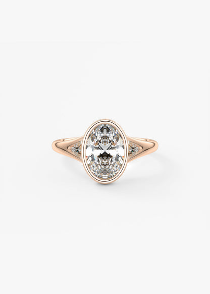 Oval Three Stone Bezel Lab Grown Diamond Engagement Ring