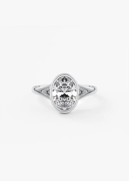 Oval Three Stone Bezel Lab Grown Diamond Engagement Ring