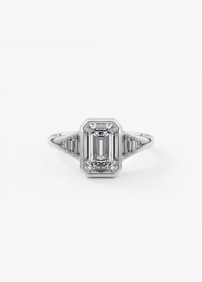 Emerald Cluster Bezel Lab Grown Diamond Engagement Ring