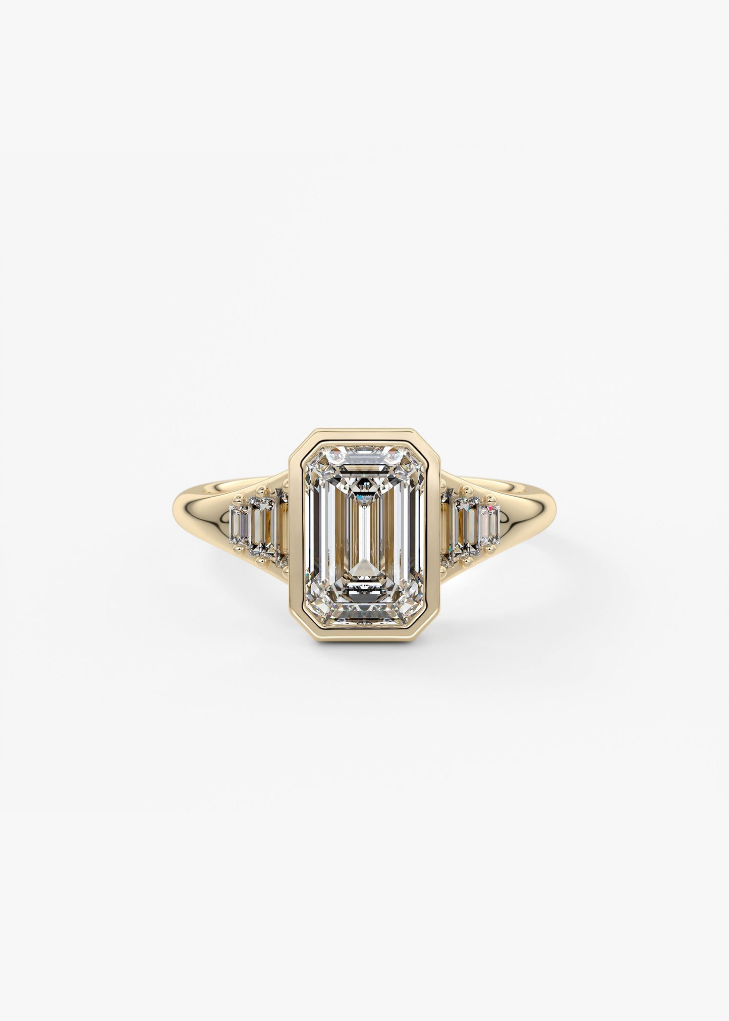 Emerald Cluster Bezel Lab Grown Diamond Engagement Ring