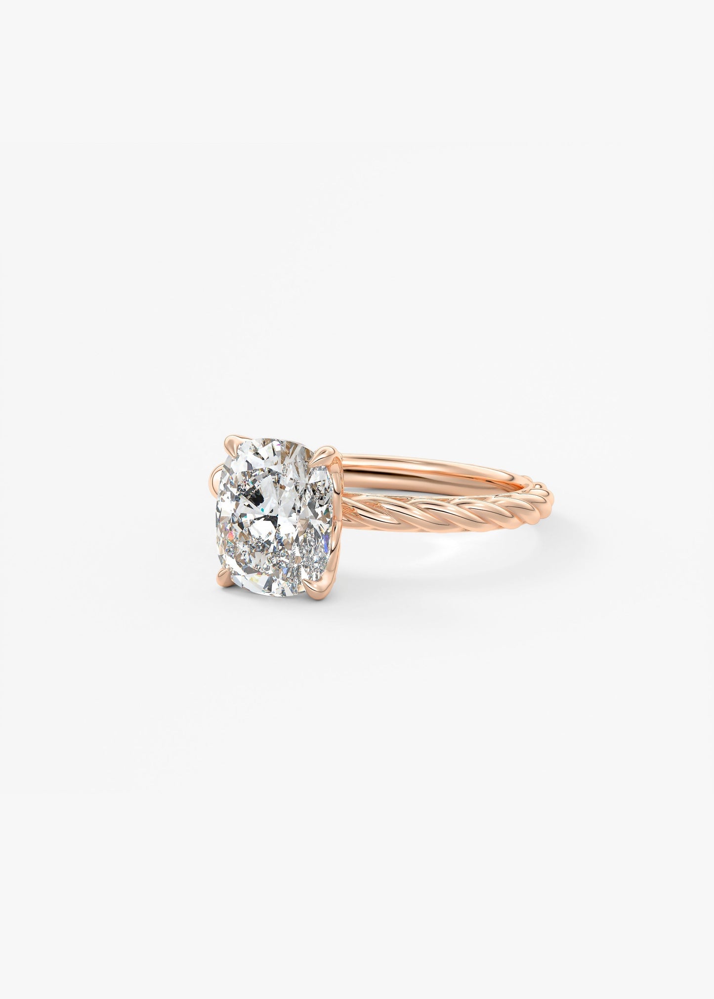 Elongated Cushion Twisted Multi Stones Lab Grown Diamond Engagement Ring