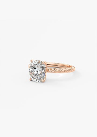 Elongated Cushion Twisted Multi Stones Lab Grown Diamond Engagement Ring