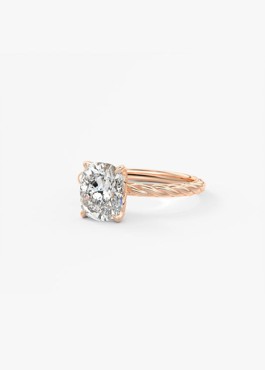 Elongated Cushion Twisted Multi Stones Lab Grown Diamond Engagement Ring