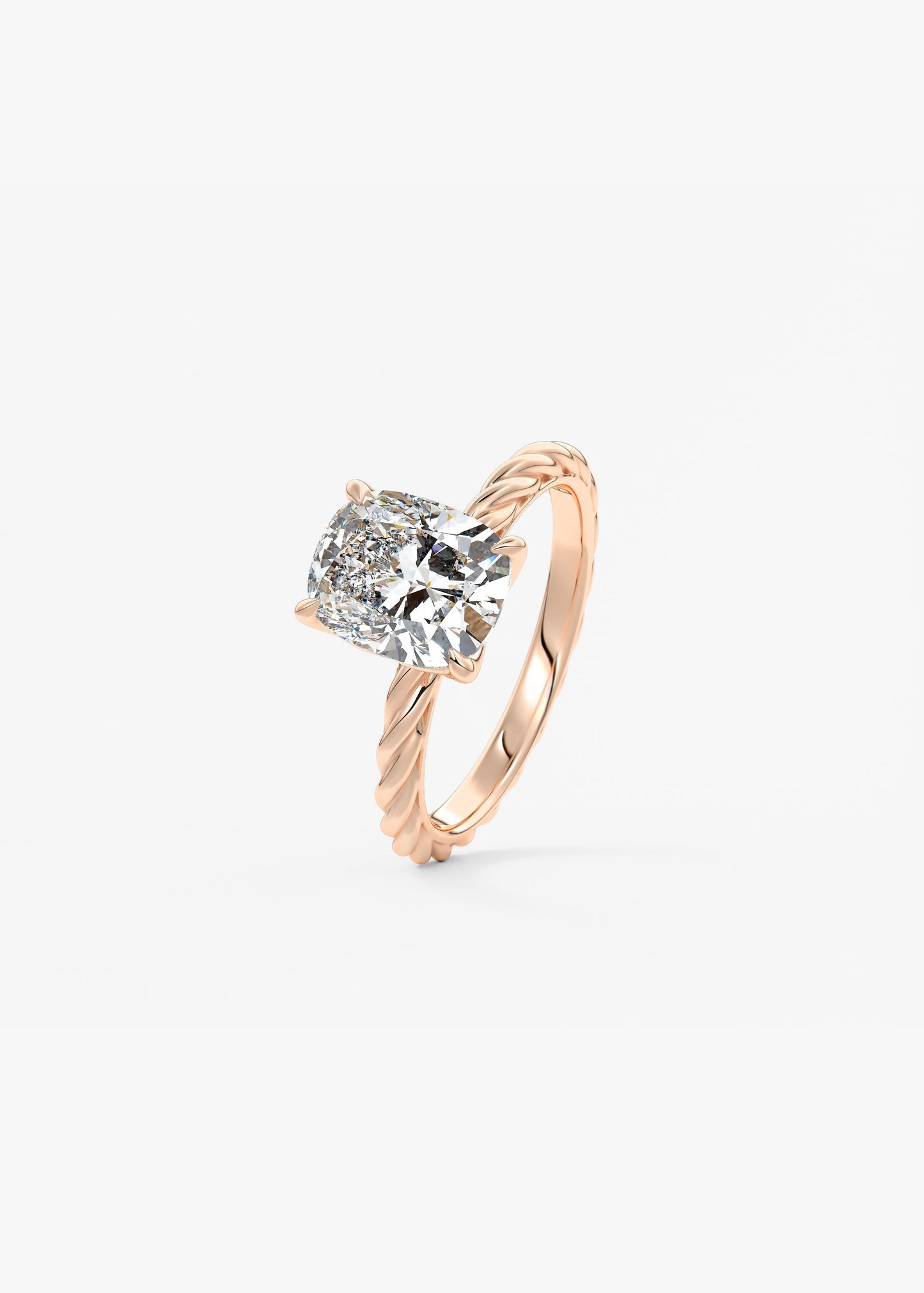 Elongated Cushion Twisted Multi Stones Lab Grown Diamond Engagement Ring
