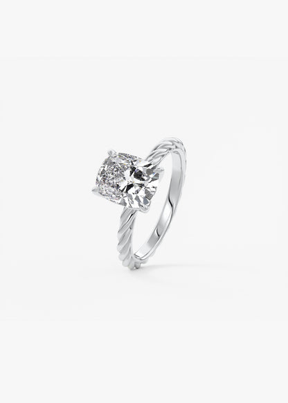 Elongated Cushion Twisted Multi Stones Lab Grown Diamond Engagement Ring
