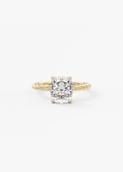 Elongated Cushion Twisted Multi Stones Lab Grown Diamond Engagement Ring