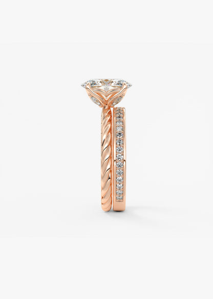 Oval Twisted Multi Stones Lab Grown Diamond Engagement Ring