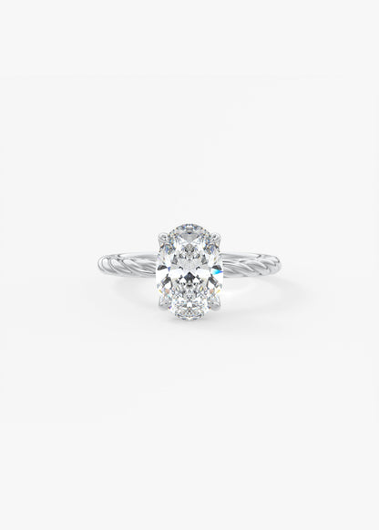 Oval Twisted Multi Stones Lab Grown Diamond Engagement Ring