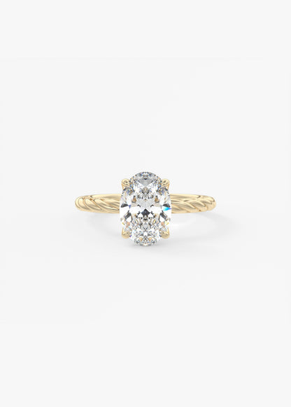 Oval Twisted Multi Stones Lab Grown Diamond Engagement Ring
