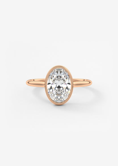 Oval Milgrain Bezel Lab Grown Diamond Engagement Ring