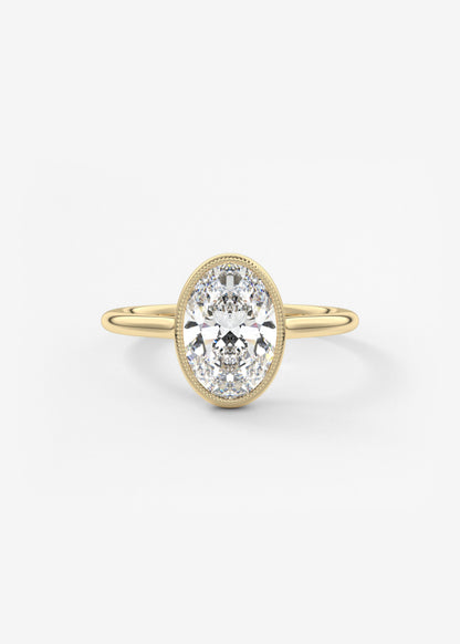 Oval Milgrain Bezel Lab Grown Diamond Engagement Ring