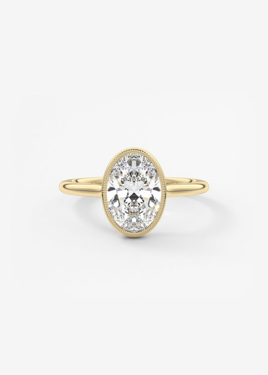 Oval Milgrain Bezel Lab Grown Diamond Engagement Ring