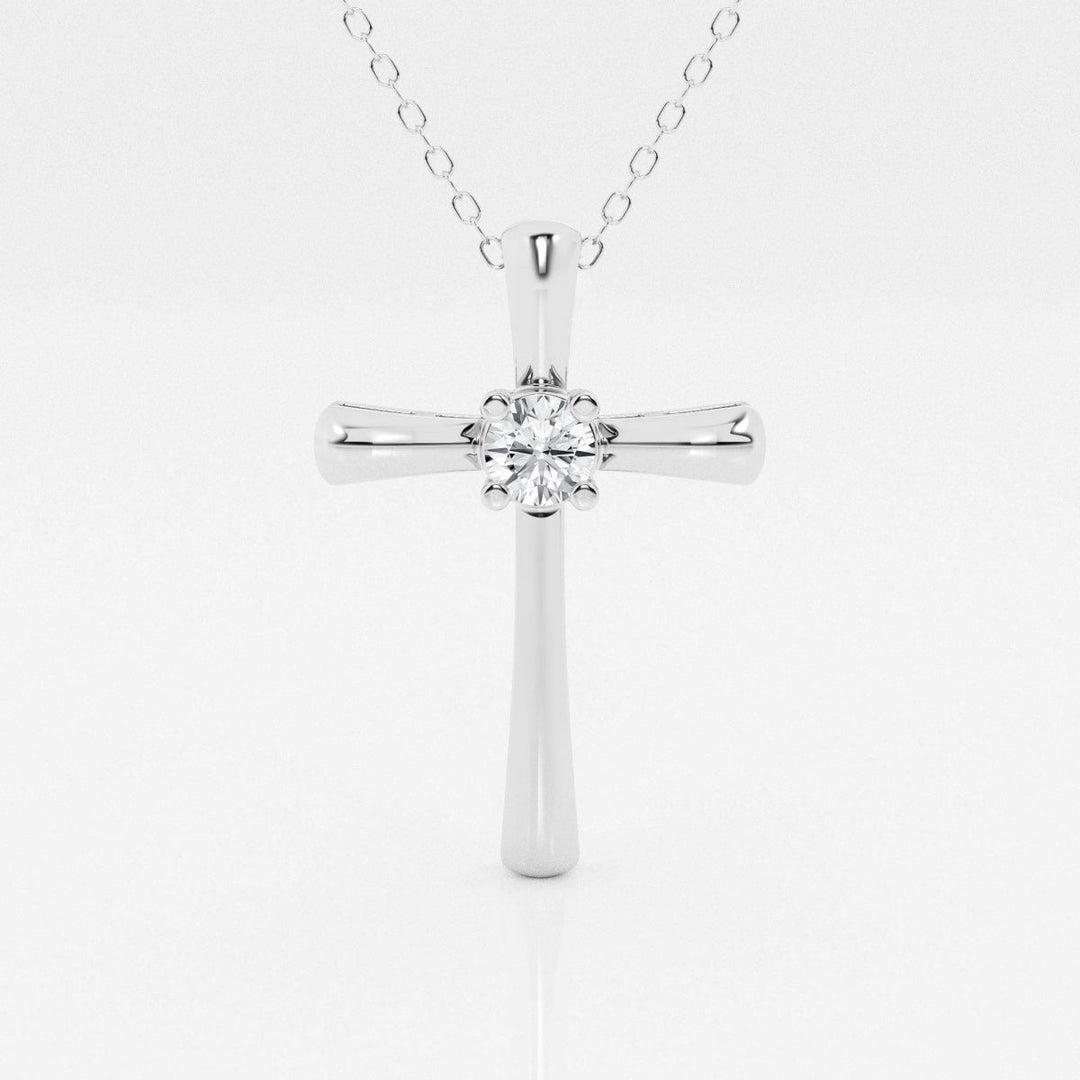 0.24 TCW Round Shape Moissanite Cross Pendant Necklace