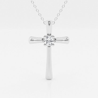 0.24 TCW Round Shape Moissanite Cross Pendant Necklace