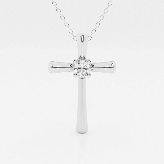 0.24 TCW Round Shape Moissanite Cross Pendant Necklace