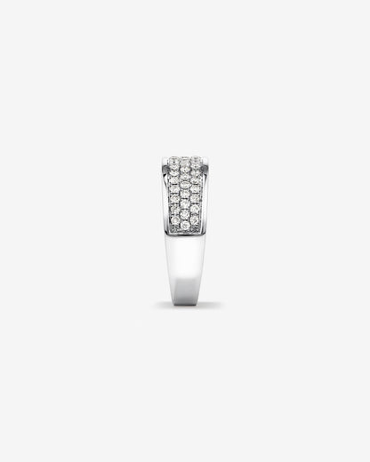 0.85 TCW Round Moissanite Pave Men's Wedding Band in Solid Gold 2