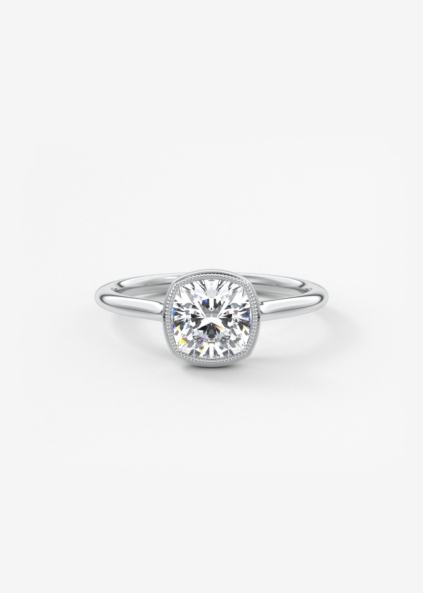Cushion Milgrain Bezel Lab Grown Diamond Engagement Ring