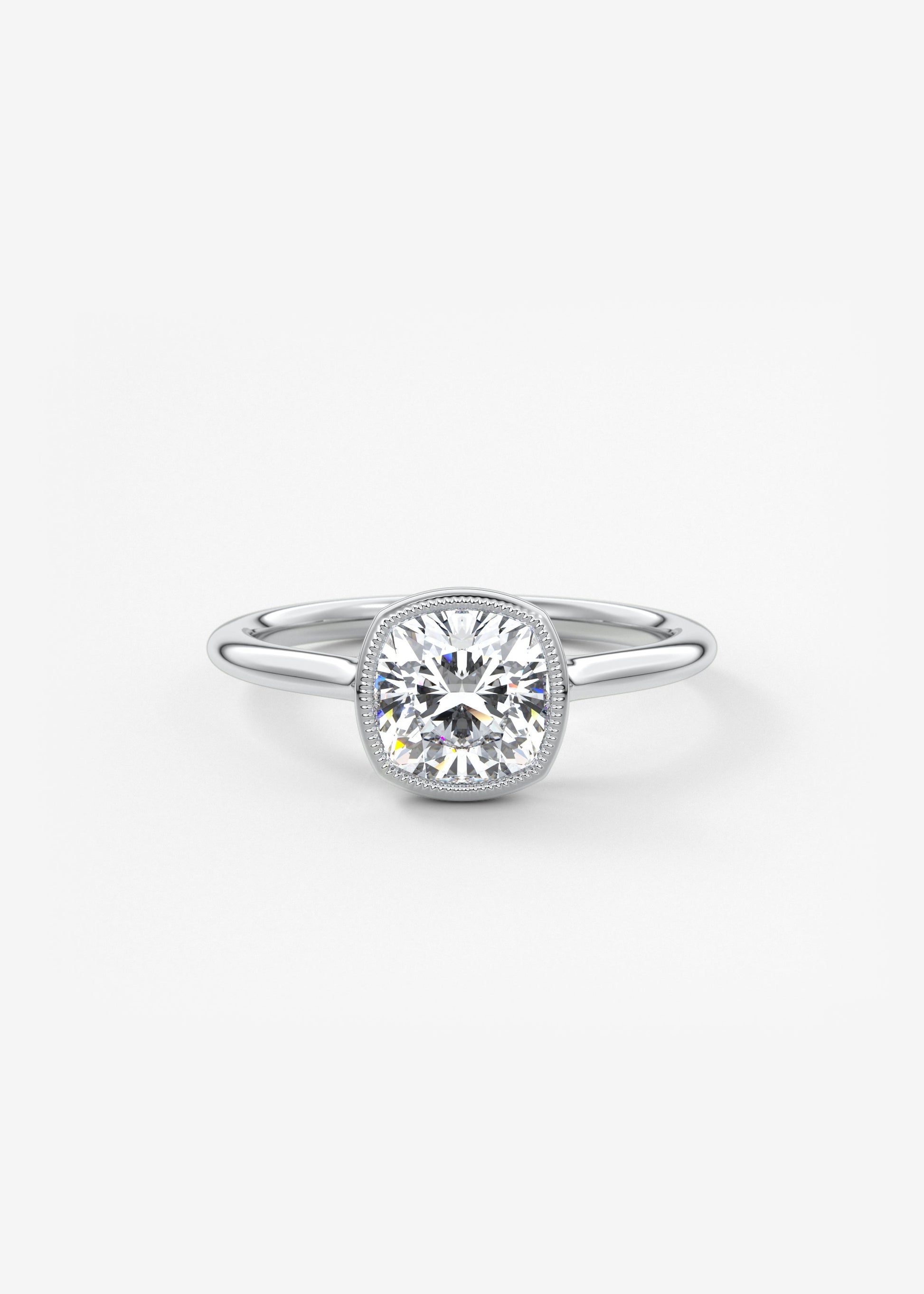 Cushion Milgrain Bezel Lab Grown Diamond Engagement Ring