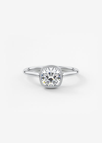 Cushion Milgrain Bezel Lab Grown Diamond Engagement Ring