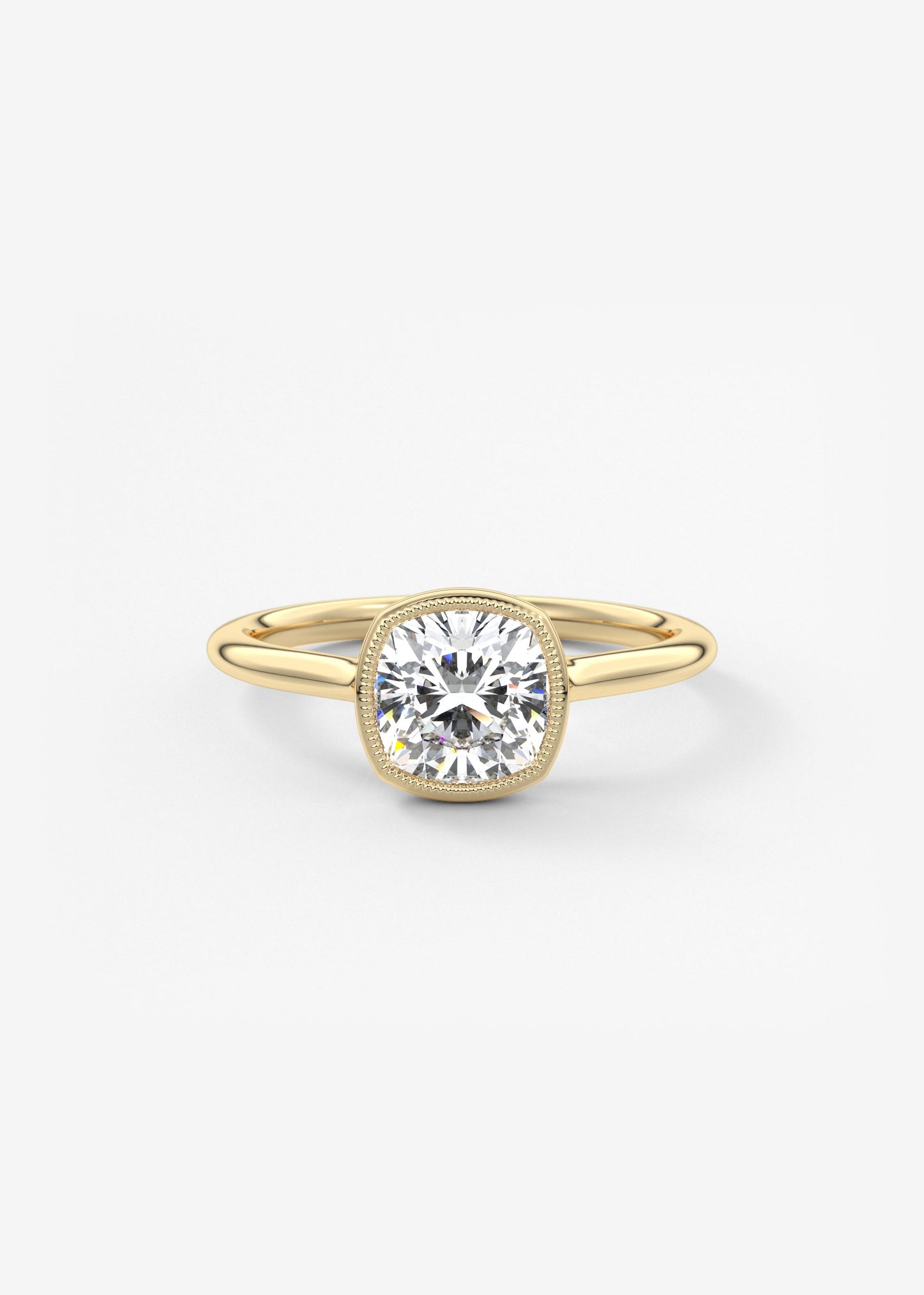 Cushion Milgrain Bezel Lab Grown Diamond Engagement Ring
