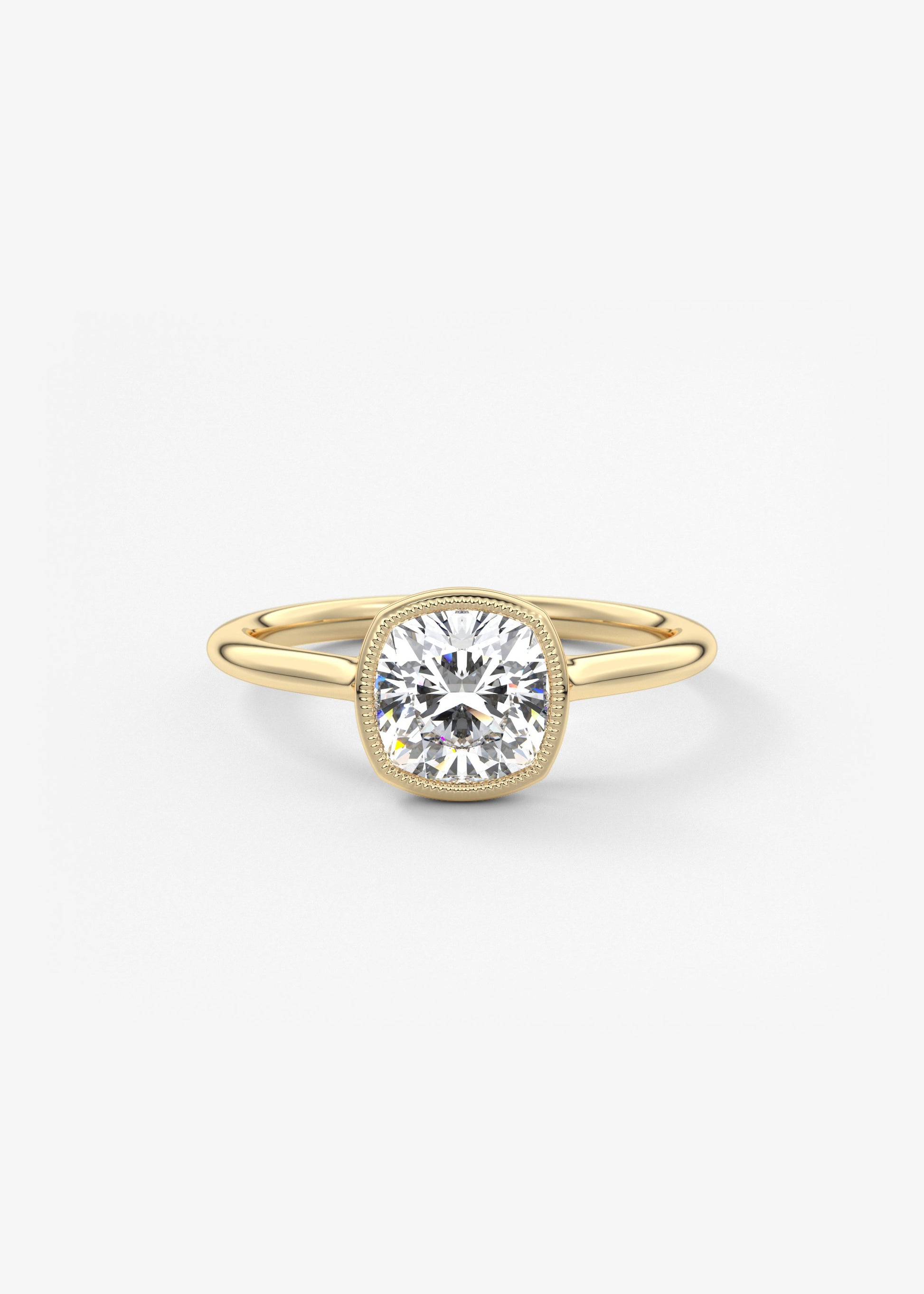 Cushion Milgrain Bezel Lab Grown Diamond Engagement Ring