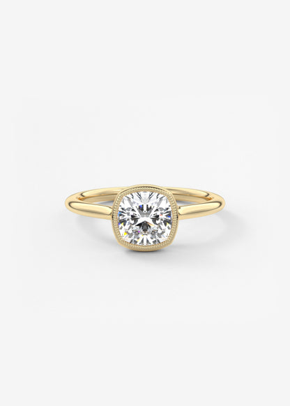 Cushion Milgrain Bezel Lab Grown Diamond Engagement Ring