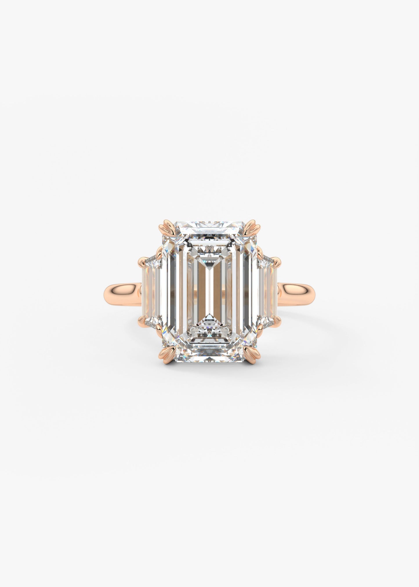 Emerald Three Stone Lab Grown Diamond Engagement Ring
