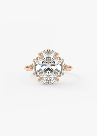 Oval Three Stone Lab Grown Diamond Engagement Ring