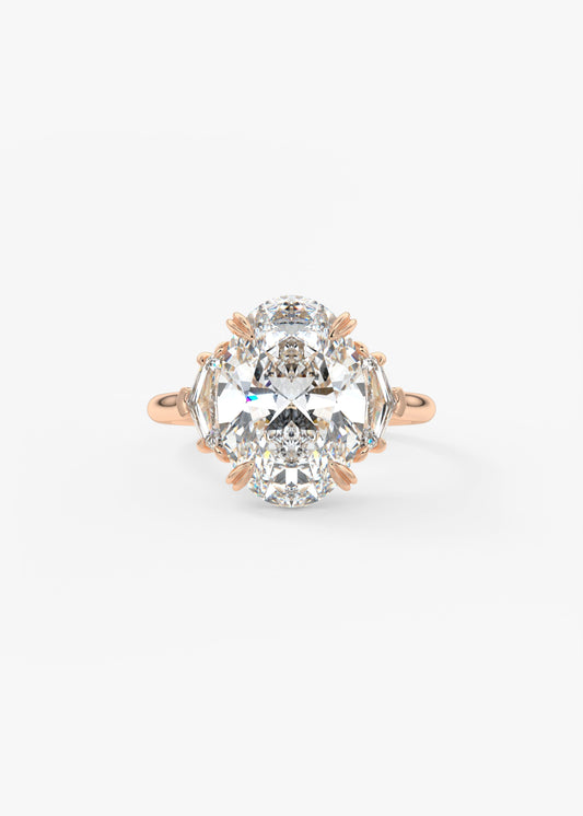 Oval Three Stone Lab Grown Diamond Engagement Ring