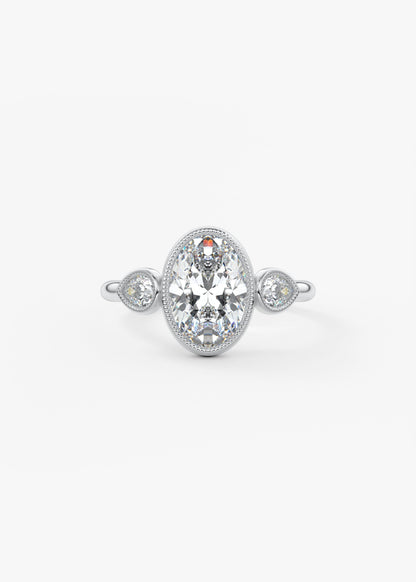 Oval Three Stone Lab Grown Diamond Engagement Ring